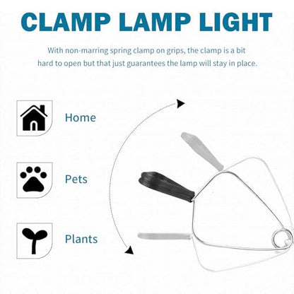 EP Clamp Lamp Light with Detachable 8.5 Inch Aluminum Reflector, 150 Watt E26 Socket (No Bulb Included), 6 Foot 18/2 SPT-2 Cord Cord, 1 Pack - size: 6