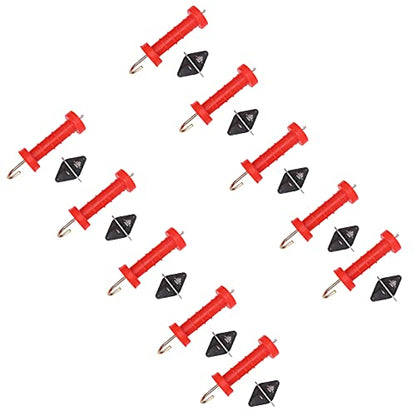10 Pcs Electric Fence Gate Handles, Heavy Duty Electric Fence Insulators Spring Gate Handles with 10Pcs Insulators