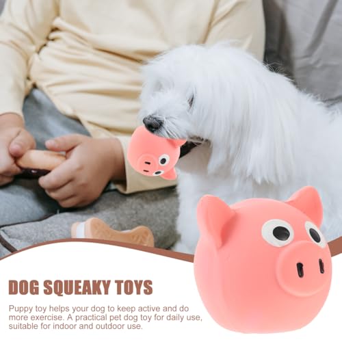 SUPVOX Cartoon Pig Head Chew Toy for Dogs 2.48In Squeaky Pet Toy for Small to Medium Puppies Interactive Indoor Outdoor Dog Chew to Protect Furniture