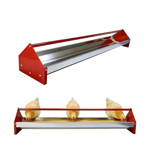 Chicken Feeding Trough,Chicken Feeder,45" Heavy Duty Galvanized Steel Feeder with Drainage Holes & Crossbar,Suitable for Poultry Feeder Trough for Chicken, Duck, Geese, Turkey (1 Piece)