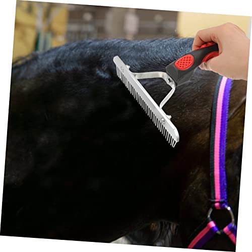Horse Grooming Rake with Rubber Handle Durable Fur Comb for Easy Shedding and Cleaning Comfortable Grip Tool to Remove Loose Hair and Mud Suitable and Domestic Animals