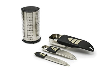 KitchenArt Baker’s Pro Adjust-A-Measure Set, 4-Piece, Satin | Adjustable Teaspoon, Tablespoon, 1/2 Cup Scoop & 2 Cup | All The Essentials For Baking & Cooking | Kitchen Gadgets & Gifts - size: 4-Piece Set