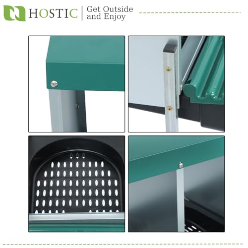Green Chicken Nesting Boxes with Metal Legs 3 Holes Nesting Boxes for Chickens Roll Out Tray