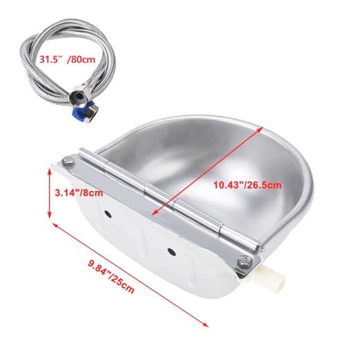 Stainless Steel Automatic Pet Water Dispenser,Automatic Dog Water Bowl Water Animals Waterer for Cattle Horse Goat Sheep Dog, with Floating Valve,Hose and Accessories(Without Drainage Hole)