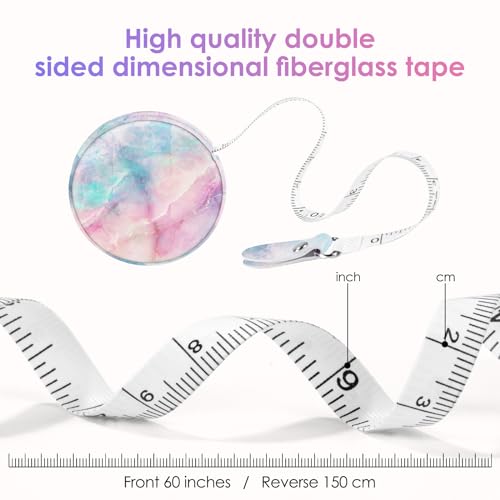 Sewing Tape Measure，Colour Printed Small Retractable Soft Measuring Tape for Tailor Cloth Fabric Body Measurements. - color: Coloured Marble