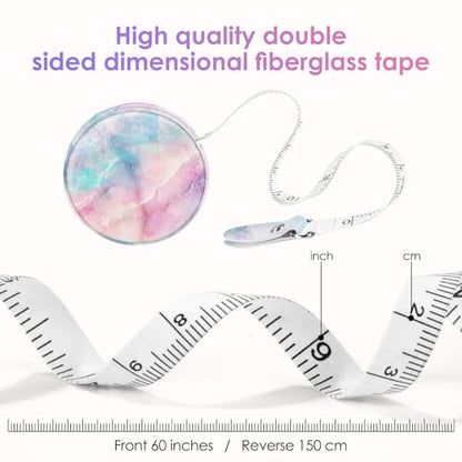 Sewing Tape Measure，Colour Printed Small Retractable Soft Measuring Tape for Tailor Cloth Fabric Body Measurements. - color: Coloured Marble