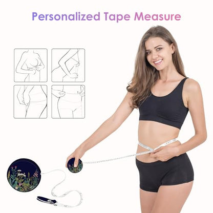 Sewing Tape Measure，Colour Printed Small Retractable Soft Measuring Tape for Tailor Cloth Fabric Body Measurements. - color: Black Flower