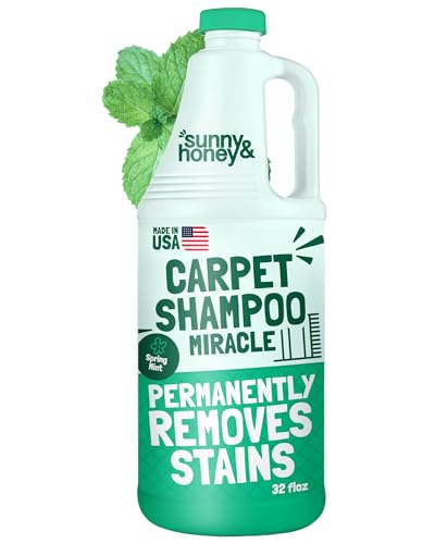 Sunny & Honey Carpet Cleaner Shampoo Solution for Machines, 32floz Mint | USA Made - Stain and Odor Eliminator - Cleans Carpets and Upholstery - For Upright and Spot Cleaners - Concentrated Formula - size: 32 Fl Oz (Pack of 1)