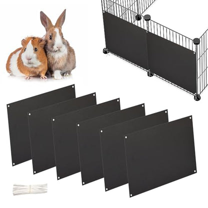 Oncpcare 6 Pack Pet Cage Liner Protection Block Light 10'' x 8.2'' Rabbit Cage Urine Guard Cage Edge Liner Guinea Pig Side Lining Habitat Siding Small Animal Cage Accessories (Black)