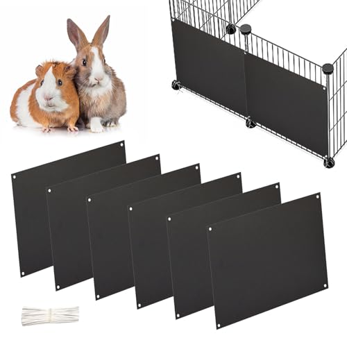 Oncpcare 6 Pack Pet Cage Liner Protection Block Light 10'' x 8.2'' Rabbit Cage Urine Guard Cage Edge Liner Guinea Pig Side Lining Habitat Siding Small Animal Cage Accessories (Black)