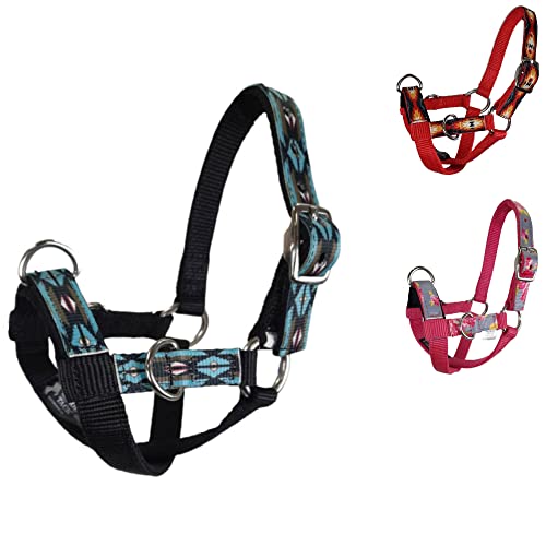 Tahoe Tack Nylon Overlay Sheep and Goat Training Halter with Padded Noseband - 6 Month Warranty - color: Blue Aztec, size: Small Sheep/Goat