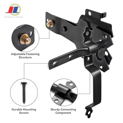 Modern Black Gate Latch Set, Heavy Duty Outdoor Gate Hardware with Latch and Handle, Anti-Rust Coated for Wooden Fence, Garden, Farm & Driveway Gates - size: Modern Door Post