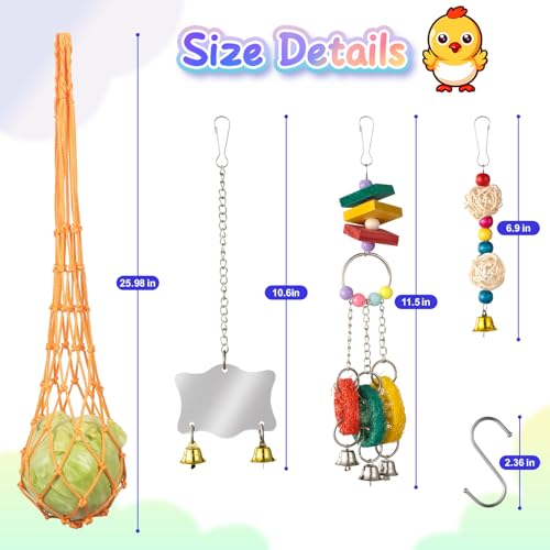 Little World Chicken Toys Complete Set of 12 – All-in-One Chicken Coop Accessories with Xylophone, Swing, Chicken Mirror, Ladder, Vegetable String Bag & Hanging Feeder Coop Toy for Happy Hens - size: 12PCS