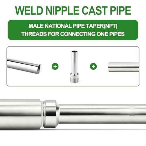 TAISHER 5PCS 304 Stainless Steel Pipe Fittings, 3/4" NPT Male Threaded, 4" Length Weld Nipple Cast Pipe - size: 3/4" NPT x 3/4" OD(4" Length)