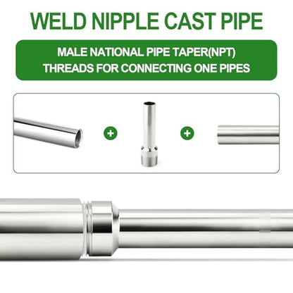TAISHER 5PCS 304 Stainless Steel Pipe Fittings, 3/4" NPT Male Threaded, 4" Length Weld Nipple Cast Pipe - size: 3/4" NPT x 3/4" OD(4" Length)