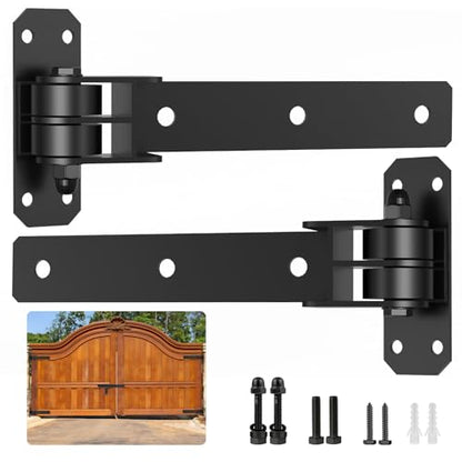 Heavy Duty Gate Hinges, 900 Lbs Capacity and Built-in Ball Bearings, 13" Bolt-On or Weld-On Hinges, 180° One-Way Open Gate Hinges for Wooden/Metal Gates,Garden Gates, Fence, Sheds (Matte Black) - style: 2 Pack Gate Hinges with Screws