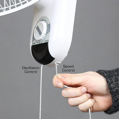 Hurricane Classic Oscillating Wall Mount Fan w/ 3 Quite Speeds, White, 16" - Corded Electric Air Cooling Unit w/ Easy Pull Cord Controls for Home, Grow Tents, Offices, Sheds, Studios, Garages & Dorms - style: Classic