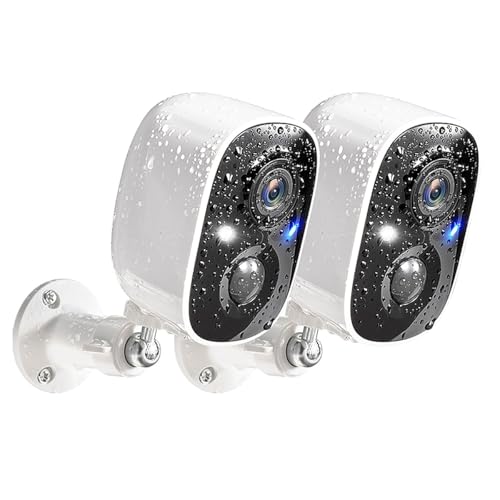 GMK Security Cameras Wireless Outdoor, 2K Color Night Vision AI Motion Detection 2-Way Talk Battery Powered WiFi Home Indoor Camera IP65 Weatherproof Spotlight Siren Alarm Cloud/SD Storage 2-Pack - size: 2 Count (Pack of 1)