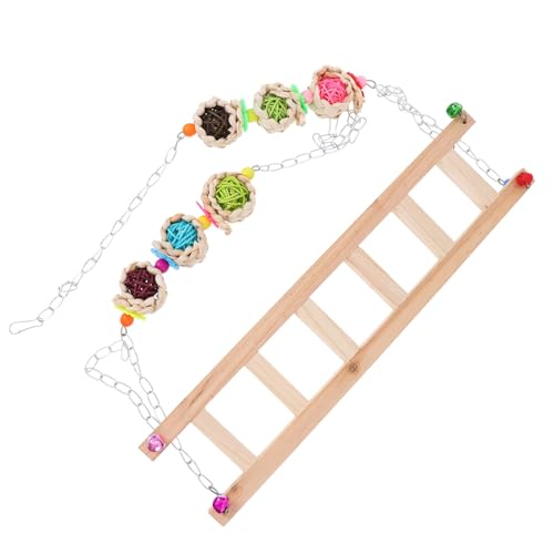 OUNONA Wooden Rooster and Hen Swing Climbing Ladder Pet with Coop Ladder Accessory for Outdoor Chicken Play and Birdcage Exercise Random Color