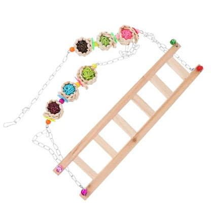 OUNONA Wooden Rooster and Hen Swing Climbing Ladder Pet with Coop Ladder Accessory for Outdoor Chicken Play and Birdcage Exercise Random Color