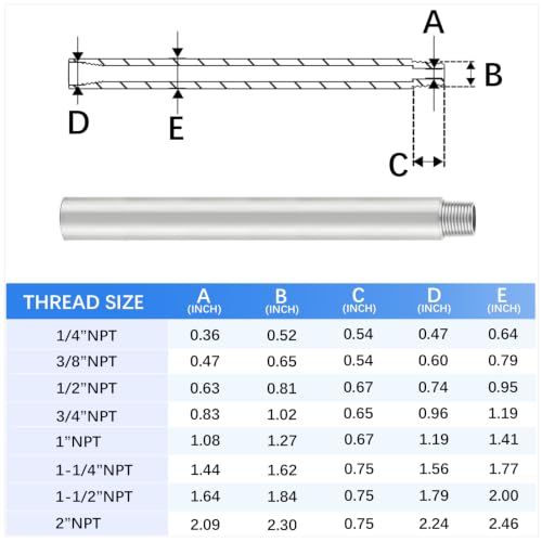 ChillWaves 304 Stainless Steel Pipe Fitting, Nipple Cast Pipe 1" NPT Male x 1" NPT Female Thread 16" Length(400MM)(1-PACK) - size: 1" MNPT x 1" FNPT, style: 16" Length(400MM)