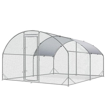 4ever2buy Metal Chicken Coop, 9.5x13 FT Walk-in Chicken Run Pen Poultry Cage, Water-Resistant & Anti-UV Cover, Large Chicken Coop for 12-15 Chickens - size: 154.8"L x 114.2"W x 76.0"H