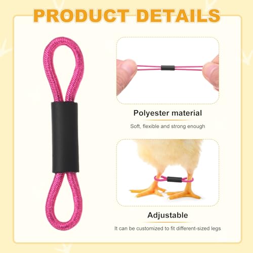 M METERXITY 50-Pack Adjustable Chick Leg Bands, 1.38" x 0.2" Polyester Chicken Leg Brace for Chicks/Ducks/Birds [Rose Red] Poultry Leg Bands - color: RoseRed