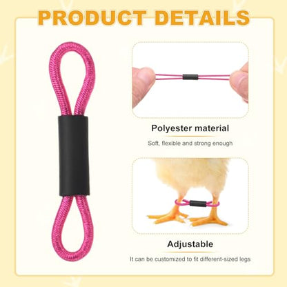 M METERXITY 50-Pack Adjustable Chick Leg Bands, 1.38" x 0.2" Polyester Chicken Leg Brace for Chicks/Ducks/Birds [Rose Red] Poultry Leg Bands - color: RoseRed