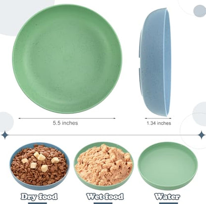 Tioncy 24 Pcs Cat Food Bowl 5.5'' Fatigue Relief Shallow Cat Food Dish Wide and Small Pet Wet Plate Wide Stray Wet Feeding Bowl for Ferrets Feral Short Legged Kitten, Wheat Straw(Blue,Green,Classic) - color: Blue,Green, style: Classic