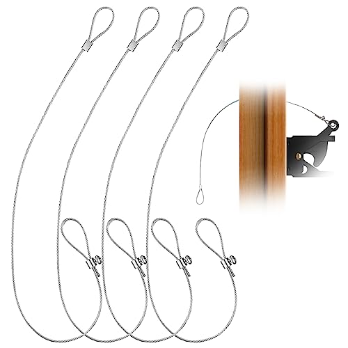 Gate Latch Cable Pull, 19 Inch Stainless Steel Adjustable Gate Pull Cord for Metal Wooden Fences Garden Backyard Door Fence Gate Opener (4 Pieces, Silver) - color: Silver