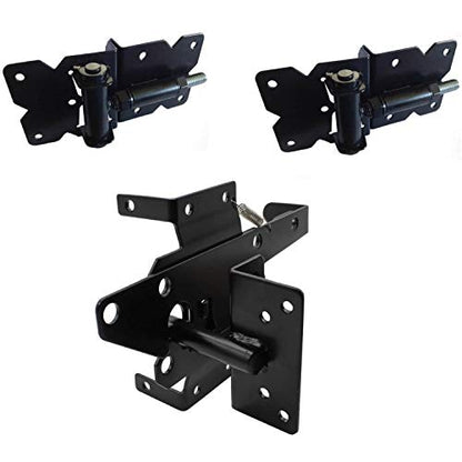 Self Closing Vinyl Fence Gate Single Gate Hardware Kit Black(for Vinyl, PVC etc Fence) Fence Gate Kit Includes Gate Hinges & Gate Latch w/Screws -Single Fence Gate Kit has 2 Hinges & 1 Latch - size: Self Close Black Kit