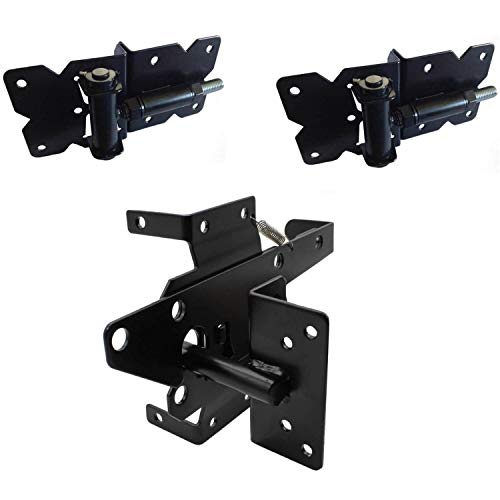 Self Closing Vinyl Fence Gate Single Gate Hardware Kit Black(for Vinyl, PVC etc Fence) Fence Gate Kit Includes Gate Hinges & Gate Latch w/Screws -Single Fence Gate Kit has 2 Hinges & 1 Latch - size: Self Close Black Kit