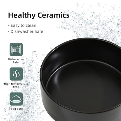 Havniva 5.1” Ceramic Dog Bowls, Small Dog Food and Water Bowl Set of 2, Durable Dog Water Bowl with Non-Slip Rubber Base Large Capacity Pet Feeding Bowl for Small Dogs - color: Matte Black, size: 5.1 Inch