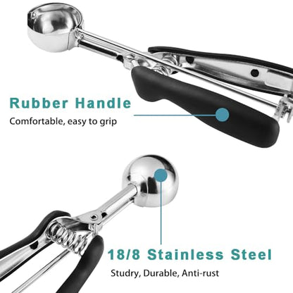 HOMURE H Mini Cookie Scoop, 1 Tsp Cookie Scoops for Baking, Melon Baller Scoop, 1 inch Cookie Scoop, Mini Ice Cream Scoop, Good Soft Grips, Smooth Trigger Release - color: Black, size: #110/ 1 Tsp