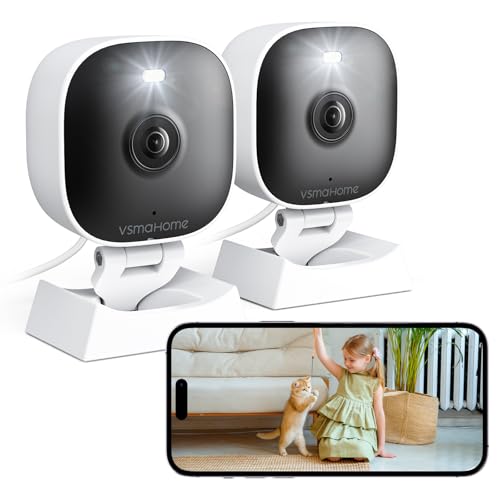 2K Cameras for Home Security Indoor/Outdoor,Inside Cameras for House/Baby/Elder/Pet,Wifi Camera,Plug&Play,Color Night Vision,2-Way Audio 24/7 Record,Support Cloud/Memory Card(Not Included),6.56ft Wire - style: 2 pack