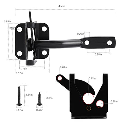 HOME MASTER HARDWARE Gate Latch for Wooden Fence Gates, Self-Locking Gate Latches, Heavy Duty Wood Door Hardware Kit for Outdoor Farm Garden Yard Pool