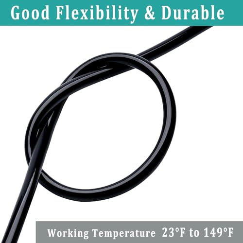 3/4" id - 50ft Black Vinyl Tubing Flexible PVC Tube Hybrid Hose Transfer Water Fuel Gas for Pond Fountain Garden Waterfall, Durable and Safe, with 2 Hose Clamps - size: 3/4" ID, style: 50 Feet