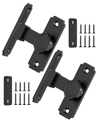 90 Degree Barn Door Lock, Small Sliding Barn Door Latches, Rust-Proof Sliding Gate Latch Lock for Garden, Bathroom, Cabinet, Pet Cage, Window, Shed (Black-2PCS) - color: Black-2PCS