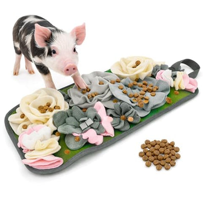 HIHITE Pig Enrichment Toys, Mini Pig Foraging Mat, Snuffle Pad Bed Interactive Treat Mat Toy for Pet Pig and Farm Use - color: Gray
