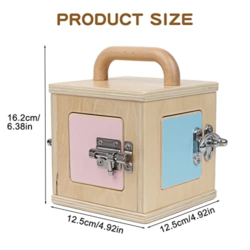 Montessori Wooden Lock Box with 4 Doors — Fine Motor Skills Activity Board for Toddlers 1-4, Problem Solving Toy with Different Lock Mechanisms, Natural Beech Wood Educational Gift