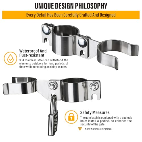 1-5/8" x 1-5/8" Chain Link Gate Latch Heavy Duty Stainless Steel Fence Gate Fork Latch Hardware with Padlock Hole 1pcs - color: 1-5/8"x1-5/8"