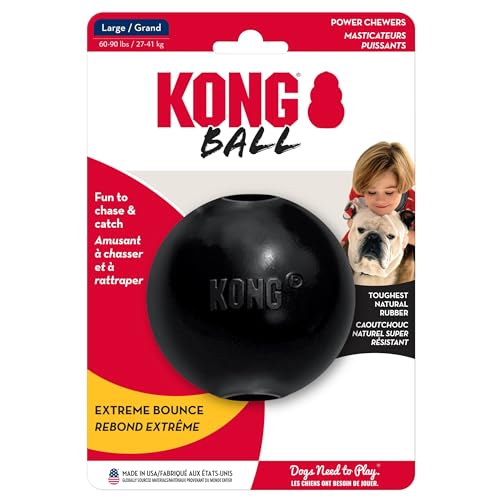 KONG Extreme Ball with Hole - Fetch Toy - Durable Dog Toy for Training, Interactive Playtime & More - Natural Extreme Rubber Ball - Black - for Large Dogs - size: Large