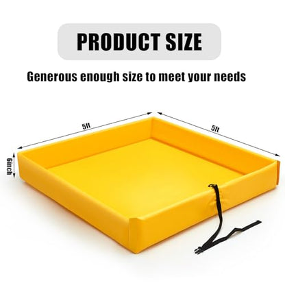 Wettarn Folding Duck Pond 5' x 5' Portable Spill Containment Berm Wall Containment Berm (Yellow) - color: Yellow, size: 5*5ft