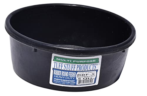 Tuff Stuff, Heavy Duty Round Rubber Feeder, 5 Qt, Black - size: 5 Qt