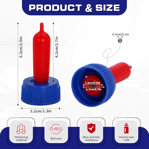 20-PCS Goat Nipples Nipple Soft Rubber Pacifier for Feeding Pup Foal Calf Small Animal Screw On Sprite Coke Soda Bottle (Blue) - color: blue