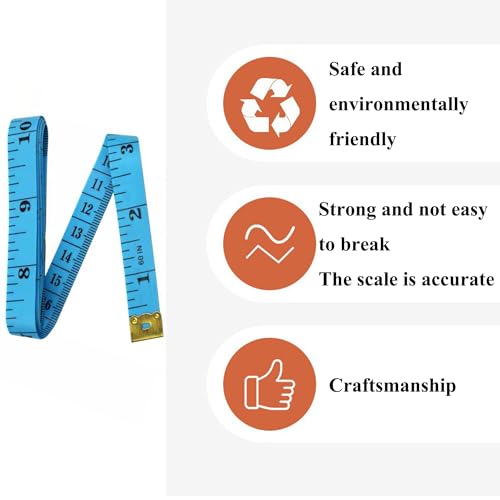 Soft Tape Measure Double Scale Measuring Tape Body Sewing Flexible Tailor Craft Vinyl Ruler for Weight Loss Medical Body Measurement, Has Centimetre Scale on Reverse Side (2pcs Blue -60 inch) - color: 2pcs Blue -60 inch