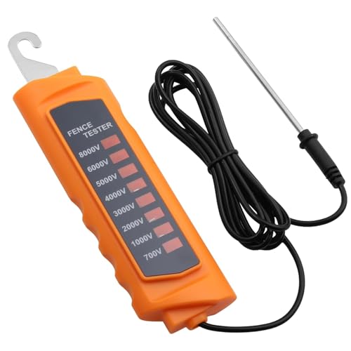 Neoteck 700-8000V Electric Fence Voltage Tester Fence Fault Finder with 8 Neon Indicator Lights Portable Fence Tester Suitable for Troubleshoot Faults of Ranch and Farm Fences