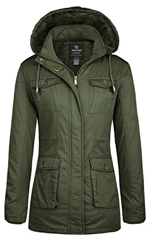 wantdo Women's Winter Coat Warm Anorak Parka Cotton Windproof Jacket with Removable Hood - color: Army Green, size: 3X-Large