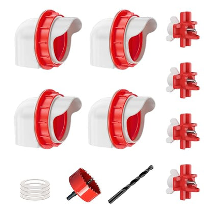 ZenxyHoC Chicken Feeders and Waterers, 4 Ports Chicken Feeder No Waste and 4 Packs Chicken Water Nipples - size: 4 Ports and 4 Nipples Standard