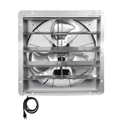 KEN BROWN 20 Inch Exhaust Fan with Power Cord, Automatic Shutter, 3500CFM, Aluminum Cooling Ventilation Fan, High Speed Wall Mounted Attic Fan for Garage, Greenhouse, Shop, Shed - size: 20 Inch